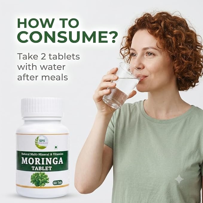 Moringa Tablets (60 Tablets) – Immunity & Energy Boost 100% Pure Drumstick Leaf Extract, Rich in Vitamins & Antioxidants, 60 Tablets view 3