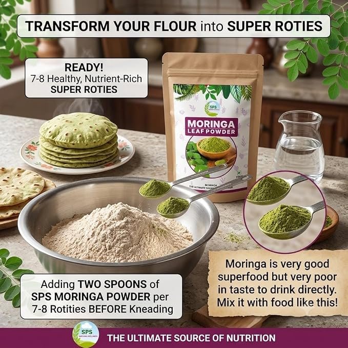 SPS Natural Wellness Moringa Leaf Powder 100g | 100% Pure Organic Superfood for Immunity & Energy view 3